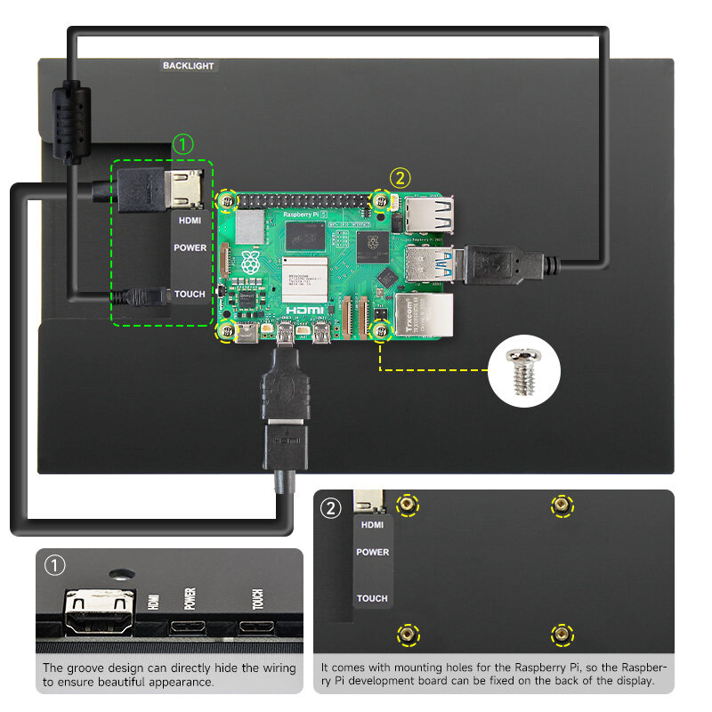 10,1 дюймовый емкостный сенсорный ЖК-дисплей с кронштейном высокого разрешения для Raspberry Pi Jetson Nano/Orin NX