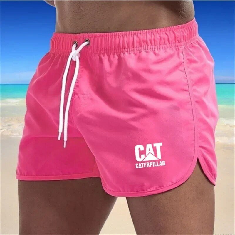 Celana renang cepat kering pria, pakaian renang papan pantai musim panas modis Volley, celana pendek renang untuk kucing