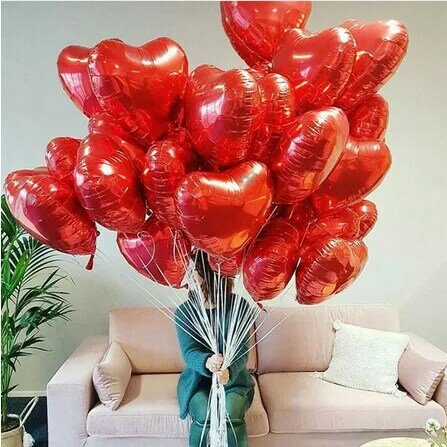 Ballon d'amour en forme de cœur, or, argent, rouge, feuille de papier pur, ballon à hélium pour mariage, fête d'anniversaire, fournitures de décoration, 15 pièces par lot, 18 pouces