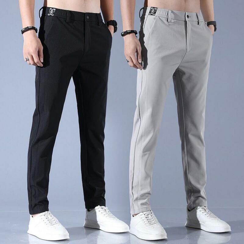 Men Casual Trousers Men's Quick-dry Breathable Sweatpants with Pockets for Spring Autumn Loose Straight Fit Casual Trousers