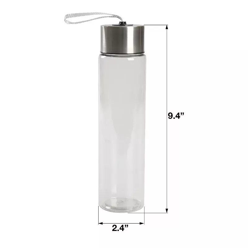 Пластиковая прозрачная бутылка для воды mainstay, 18 унций, винтовая крышка из нержавеющей стали с ремешком