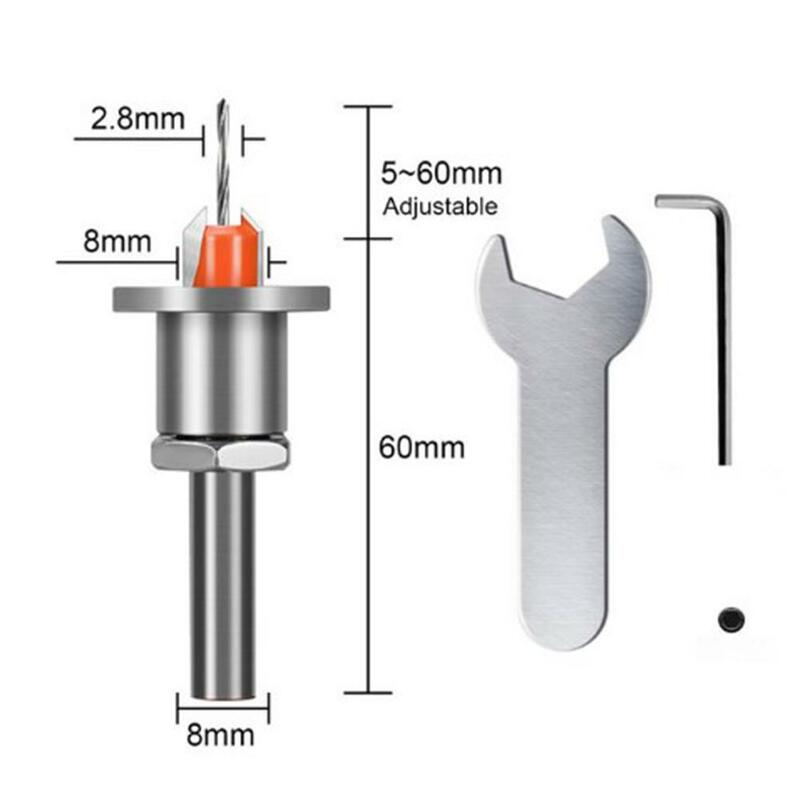 Counter Sink Drill Bit With Adjustment Wrench Woodworking Router Bit Milling Cutter Screw Extractor