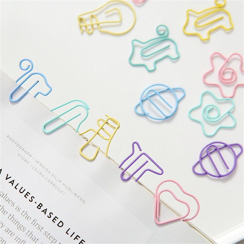 10Pcs/pack Candy Color Mini Paper Clips Metal Clear Binder Photos Tickets Letter Clips Kawaii Stationery Office School Supplies