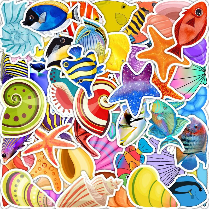 Cartoon Ocean Series Graffiti Adesivos, Adequado para Laptop, Capacetes, Decoração Desktop, Brinquedos DIY, Atacado, 50pcs