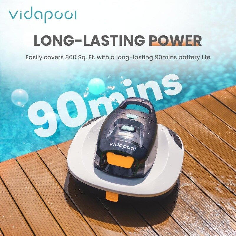 Aspirapolvere per piscina robotico senza fili Orca, pulizia automatica portatile della piscina con indicatore LED, tecnologia di parcheggio automatico