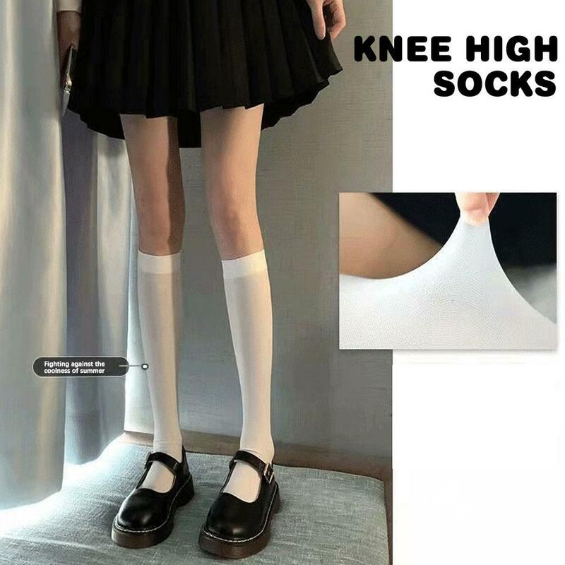 Middle Tube Women Summer Transparent Sheer Silk Knee Socks Under Knee High Socks Mid-Calf Sheer Thin Socks To Sex Socks Fetish