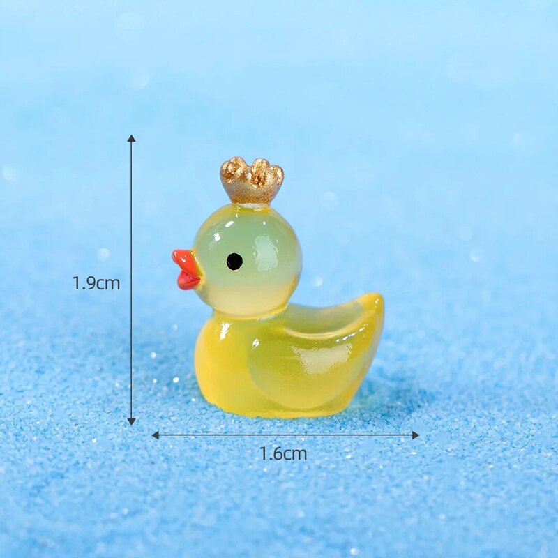 Mini Patos Amarelos com Coroa, Decoração do Jardim de Fadas, Miniaturas Duck King, Acessórios de Decoração de Mesa