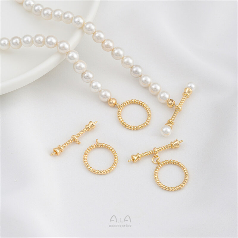 Anillo de hilo de perla recubierto de oro de 14K, hebilla OT, pulsera Diy, collar, accesorios de hebilla de conexión de joyería