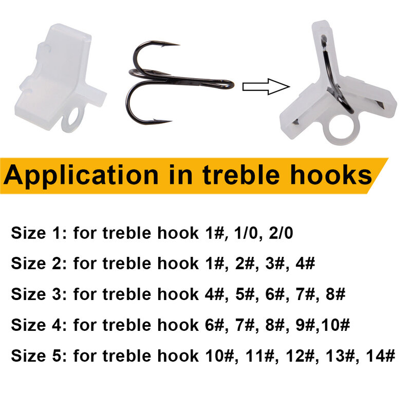 50Pcs Durable White Fishing Treble Hooks Covers Safety Protector Case Triple hook cover for lures Fishing Accessories Size 1#-5#