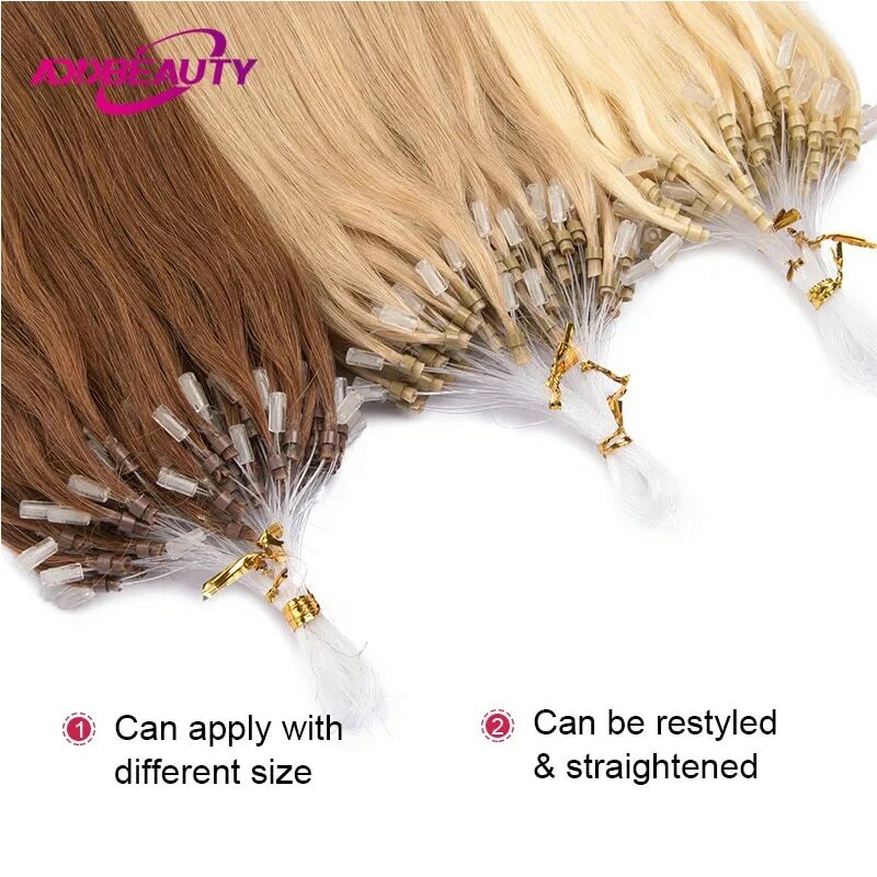 Straight Human Hair Extensions for Women 50pcs Fishing Line Hair Extension Brazilian Remy Hair Micro Loop Invisible Natural Hair
