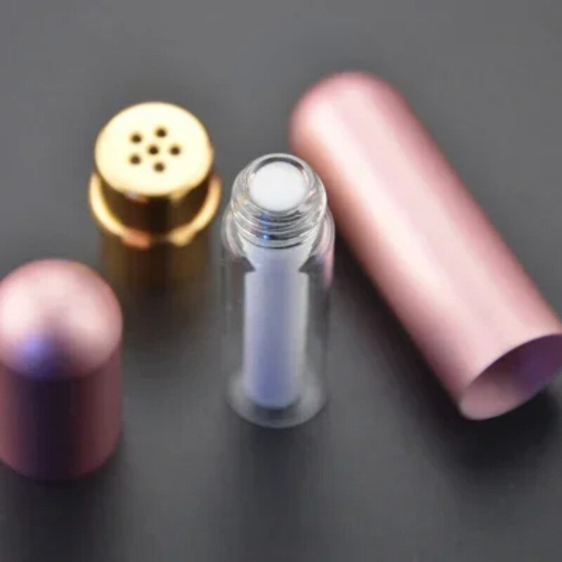 5ml 1 buah Inhaler hidung aluminium berwarna dengan kualitas tinggi katun putih sumbu pengisap logam aromaterapi untuk minyak esensial