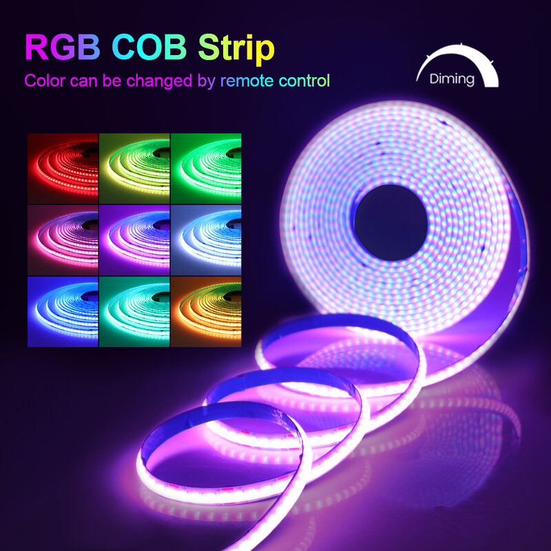 USB RGB LED Strip Light, Bluetooth, COB, Fita de Alta Densidade, Alta Densidade, TV Backlight, Sala, 5V, 576LEDs por m