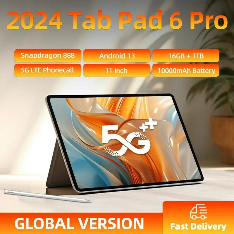 Panggilan telepon Android 12 Snapdragon 870 Octa Core, Tablet PC asli versi Global 5G Dual SIM WIFI Mi Pad 6 Pro Tab anak-anak 2-in-1