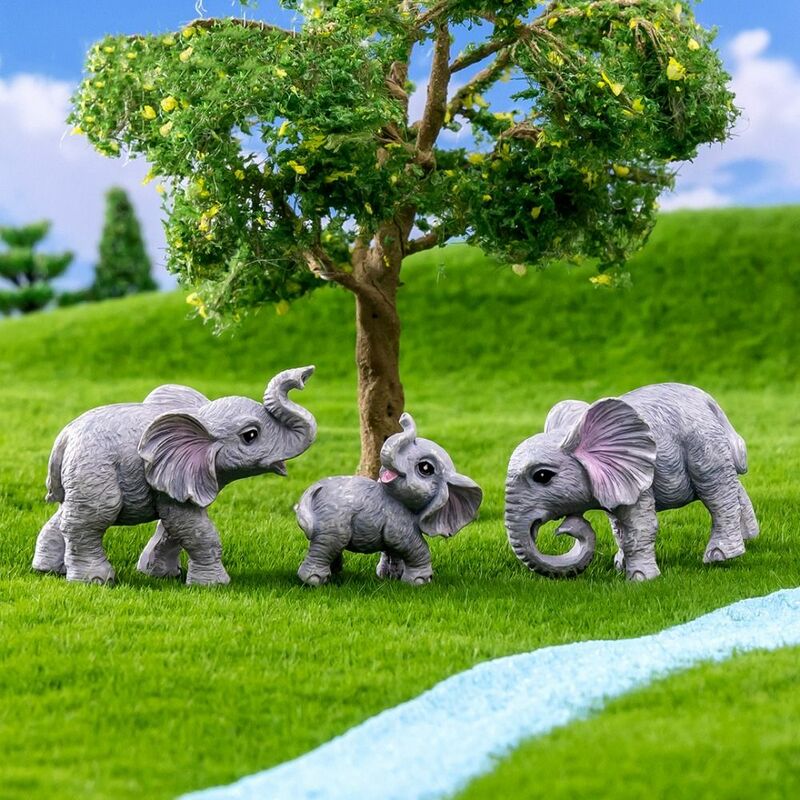 Cartoon Mini Elephant Figurines Toy Resin Multicolor Desktop Knickknacks Fairy Garden Car Ornament Miniature Elephant