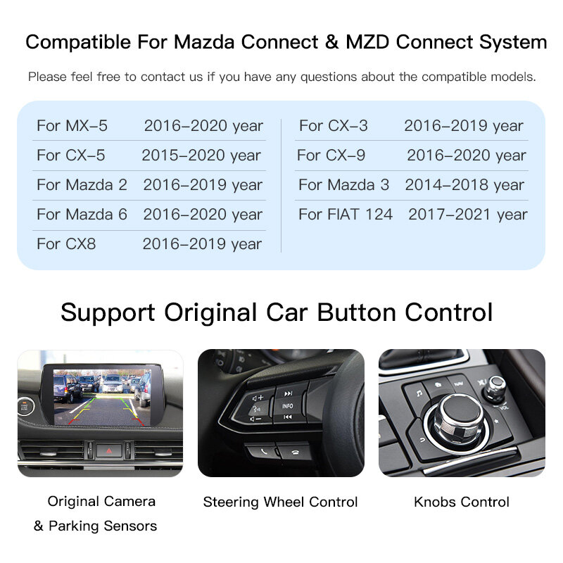 Nowa aktualizacja zestaw P2 CarPlay z systemem Android Adapter automatyczny Hub USB do modernizacji Mazda 3 2 6 CX3 CX5 CX8 CX9 MX5 miata Axela TK78669U0C