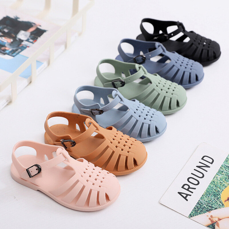Summer Children Sandals Baby Girls Toddler Soft Non-slip Princess Candy Jelly Beach Shoes Casual Roman Slippers
