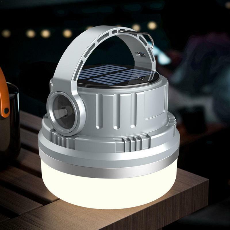 Lanterne LED solaire portable avec affichage de puissance, 6 modes d'éclairage, 28 modes d'éclairage, idéale pour le camping, la pêche et la randonnée