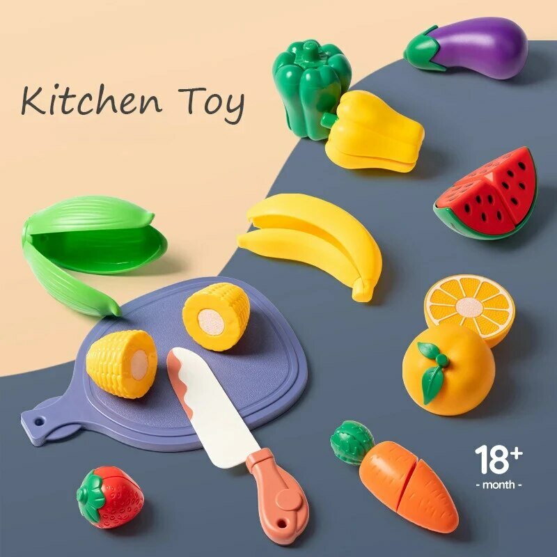 Juguetes de cocina de simulación de comida para niños, juguetes de cocina de frutas y verduras, juguete interactivo educativo Montessori para niñas