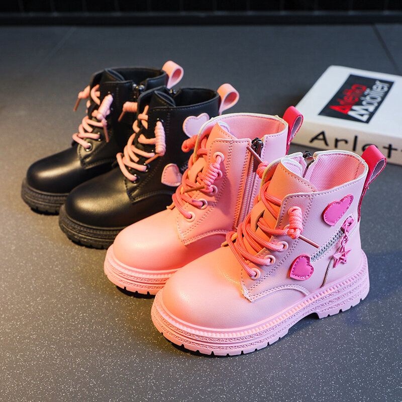 Fashion Girls Short Boots Versatile Love Cute Children Casual Shoes Soft Pink Hot Sales Drop Shipping Kids Boots