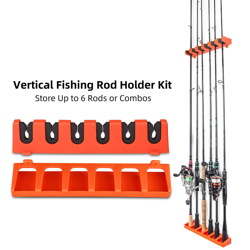 RUNCL-soporte Vertical para caña de pescar, estante montado en la pared para garaje, herramientas de almacenamiento de hasta 6 cañas