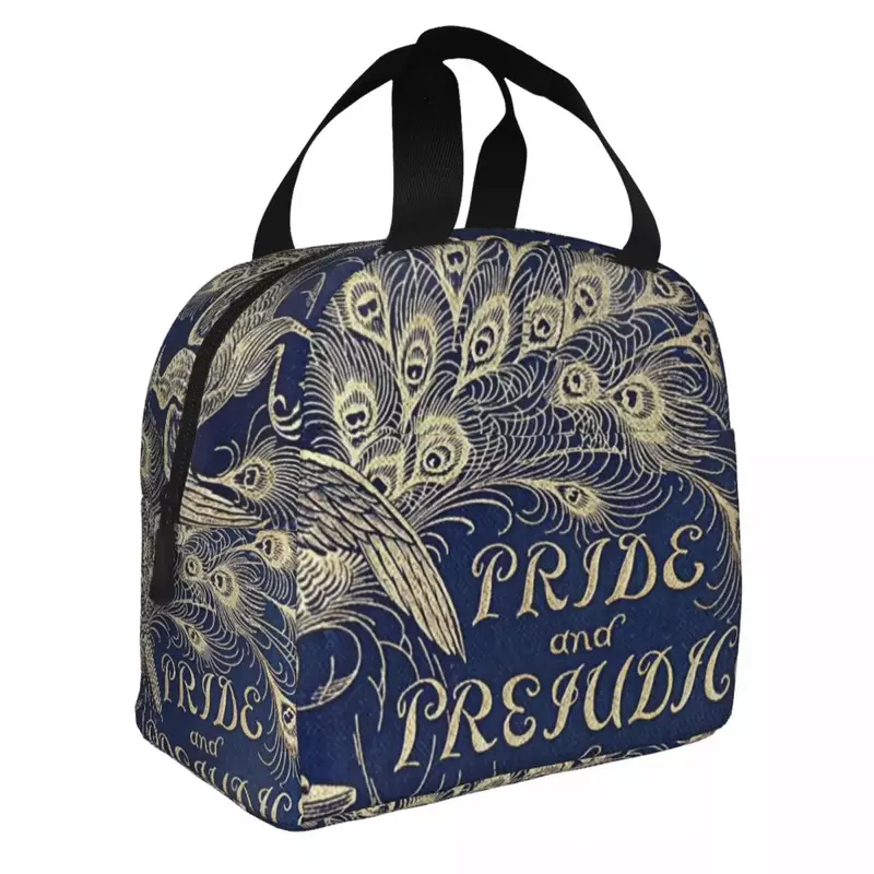 Pride And forcement Peacock Feather Portable Lunch Box Women Waterproof Jane Austen Thermal Cooler Food Insulated Lunch Bag