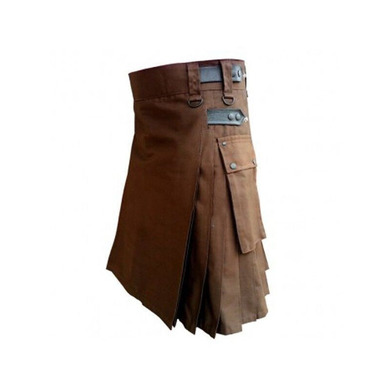 Medieval Cosplay Steampunk Skirts For Men Traditional Kilt Costume Solid Color Pleated Skirt With Pocket Retro Halloween Skirt