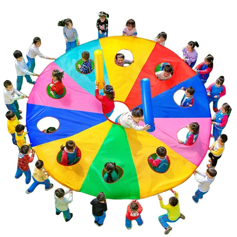 Colorful Parachute Mat for Kindergarten Hit Hamster Rainbow Umbrella Toys Funny Parent-Child Activities Game Props Outdoor Sport