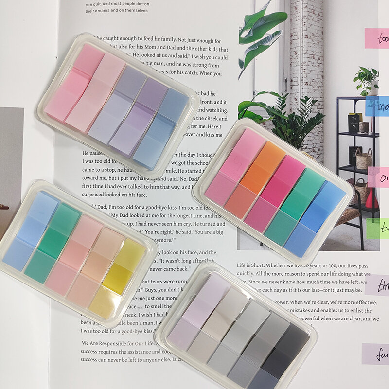 KindFuny 100 Sheets Color Self Adhesive Stationer Memo Pad Sticky Notes Bookmark Marker Memo Sticker Paper Office School
