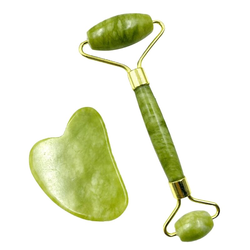 Zestawy rolek jadeitowych Guasha skrobanie przeciwstarzeniowy masażer do twarzy narzędzie do dokręcania Drop Shipping