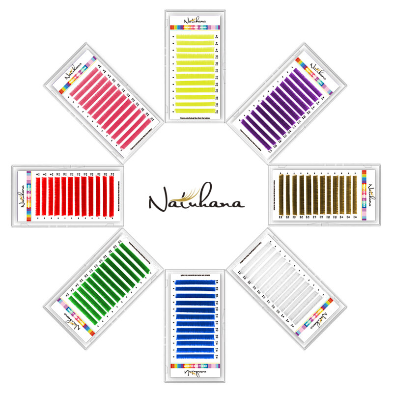 NATUHANA Lashes Wholesale Colored Eyelash Extension Individual Mink Colorful False Eyelashes Rainbow Silk Fake for Makeup tools