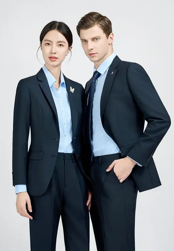 Va870 koreański styl błękitny dwie marynarka na guziki jesień biznes na co dzień