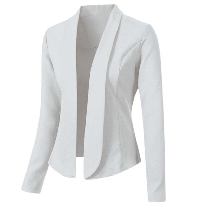 Casaco de terno monocromático slim fit feminino, cardigã empresarial, senhoras do escritório, lapela, jaqueta de manga comprida, blazer