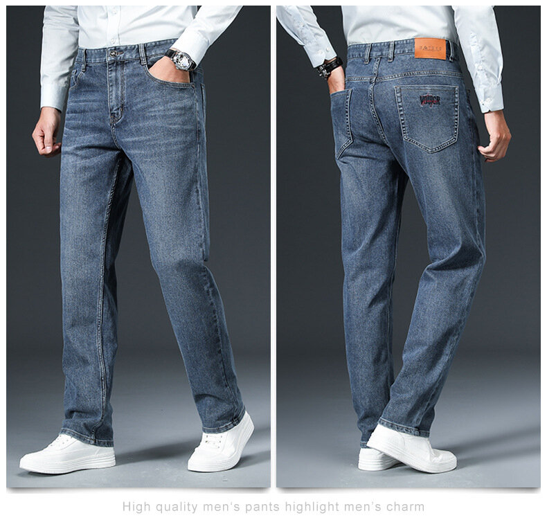 2022 nowe zimowe i jesienne wysokiej jakości męskie dorywczo ciepłe spodnie bawełniane moda workowate dżinsy
