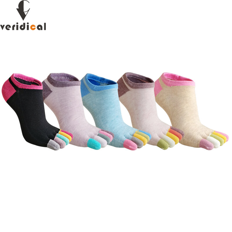 Calcetines invisibles de algodón puro para dedos de los pies, medias de boca poco profunda, informales, suaves, transpirables, desodorantes, 5 dedos, Harajuku, 5 pares