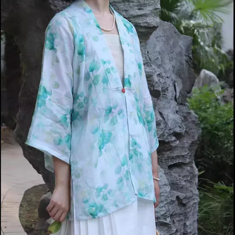 Цифровая печать из натурального льна Ramie, оптовая продажа, тонкая китайская летняя организация «сделай сам», шитье, дизайнерская одежда, изготовленная из метров