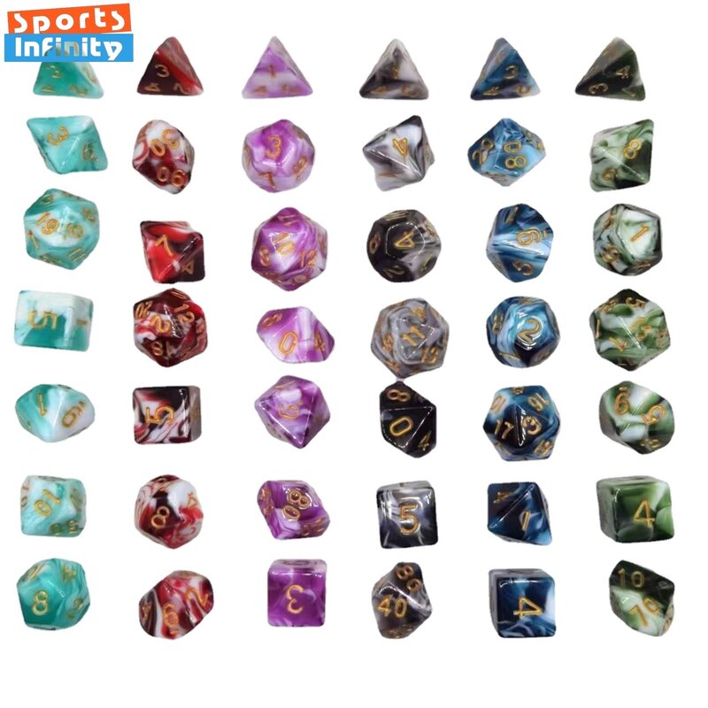 7 pezzi di due colori bellissimi dadi Kit dadi poliedrici per TRPG RPG D20 D12 D10 D8 D6 D4 gioco da tavolo Dnd dadi Set