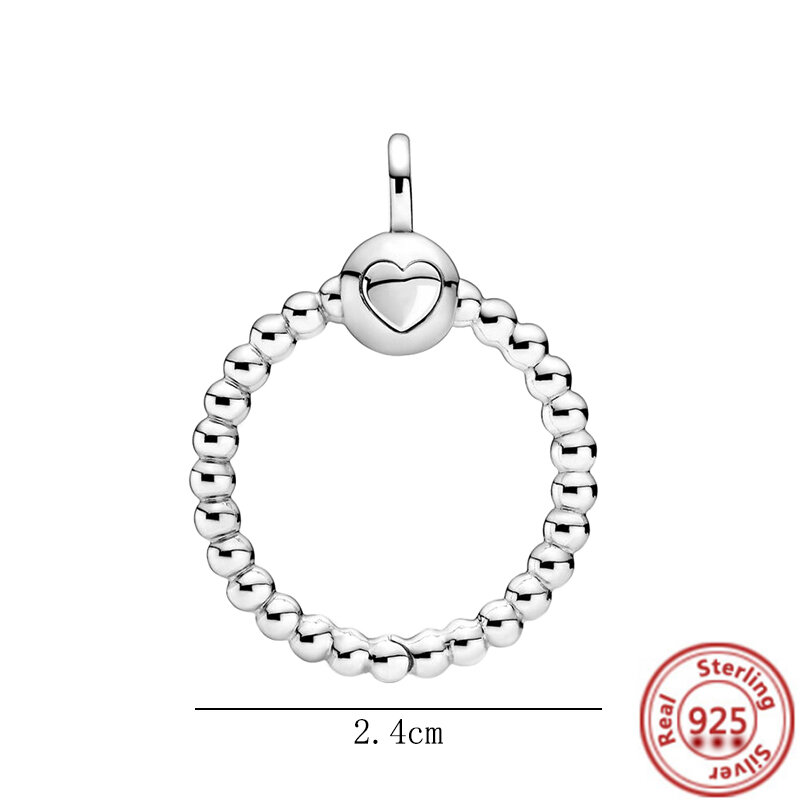 925 Sterling Silver Pendant for Women, O Coração do Amor, Ouro Rosa, Fits Colar Pandora Original, DIY Charm Beads, Jewelry Gift, Hot Sale