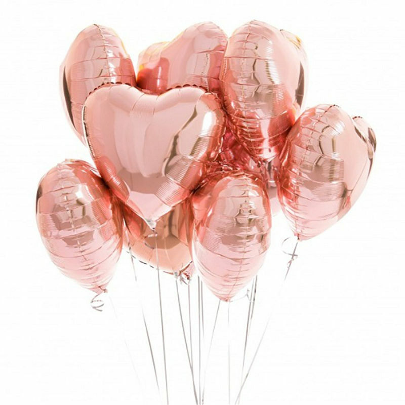 5-100 Buah 18 Inci Balon Foil Hati Cinta Emas Mawar Balon Helium Dekorasi Pesta Ulang Tahun Pernikahan Balon Pesta Dewasa Anak-anak