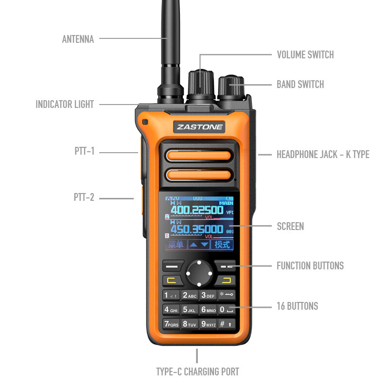 Zastone m10 10w walkie talkie ham amateur 2 weg radio am air aviation band hoch leistungs walkie-talkie ctcss fm radio