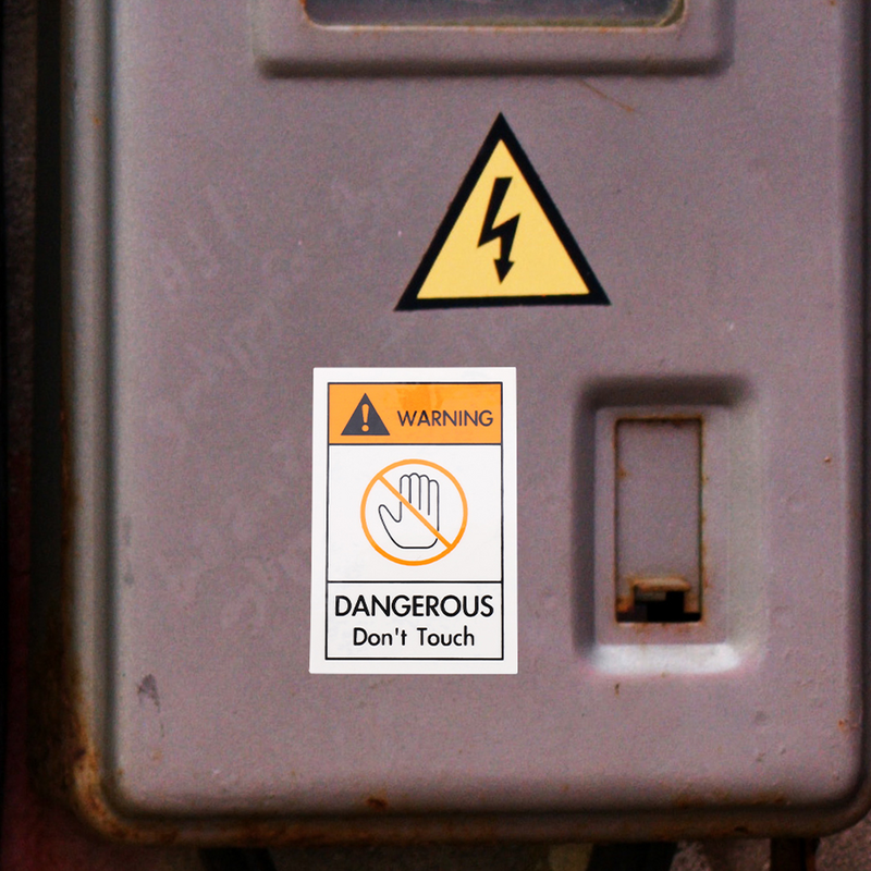 Etiquetas de advertencia de seguridad, señal, no toque, no usar la mano, calcomanía, dispositivo, pegatinas, uñas
