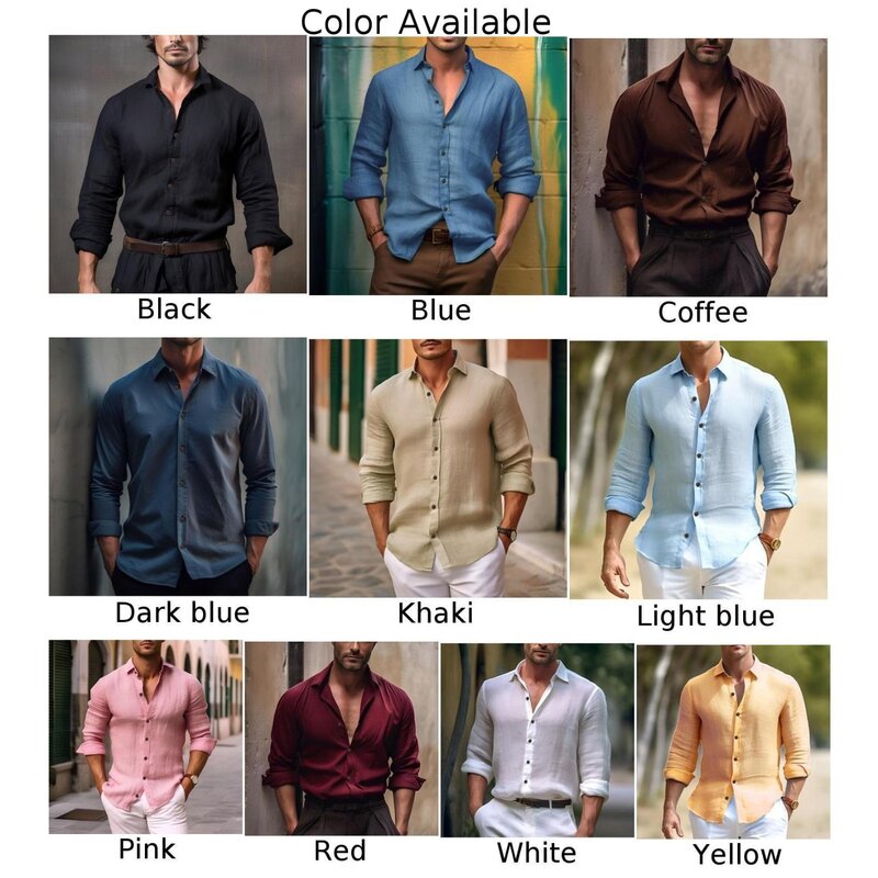 Comfy Fashion Shirt Mens Lapel Tops Polyester Retro Slight Stretch Solid Color 1pc Button Down Long Sleeve Shirts