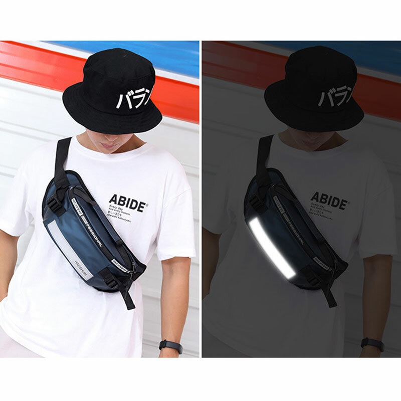 Riñonera portátil con tira reflectante para exteriores, bolso de pecho para correr, bolsa para teléfono, ajuste cerrado, moda