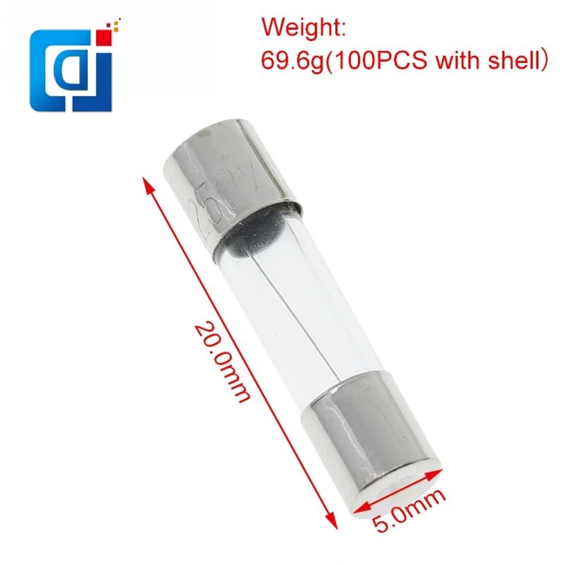 JCD 10PCS 5x20mm Fast Blow Glass Tube Fuses 0.1A 0.2A 0.3A 0.5A 0.75A 1A 1.5A 2A 2.5A 3A 4A 5A 6A 8A 10A 20A 25A 30A 250V 5*20mm