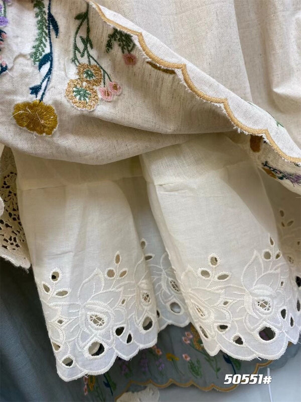Модное весенне-летнее женское платье в пасторальном стиле мори, высококачественное кружевное платье с вышивкой в тяжелой промышленности, 2024