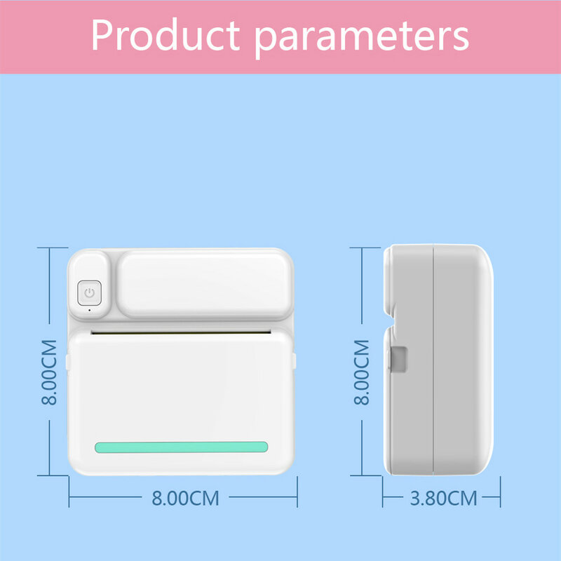 Portátil Mini Impressora de Etiquetas Térmica, Inkless Bluetooth, Impressora de Bolso, Adesivos Maker, Foto, Etiquetas adesivas, 57mm
