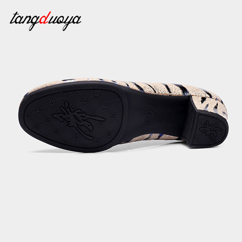 Zapatos de baile latino y Tango para mujer, calzado moderno con estampado de Salsa, tacones de 3,5/5,5 cm, novedad
