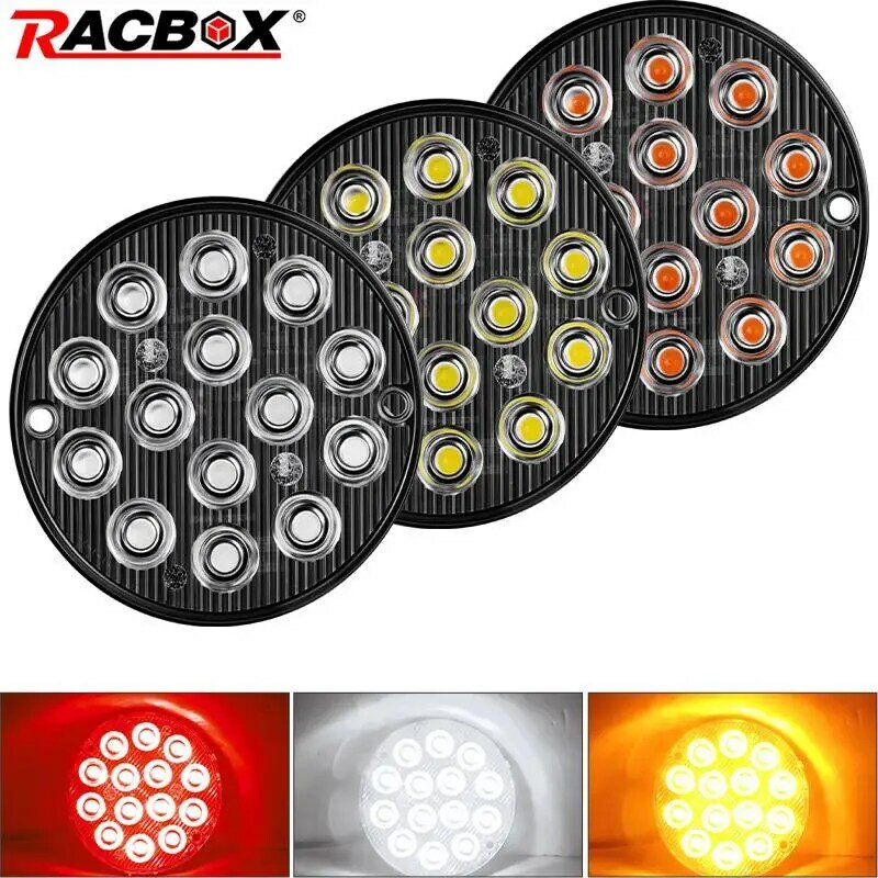 Luz trasera LED redonda de aluminio, lámpara estroboscópica de advertencia de emergencia para camiones, motocicletas, remolques, 12V, 24V, Fso Flash, DRL, 3 pulgadas