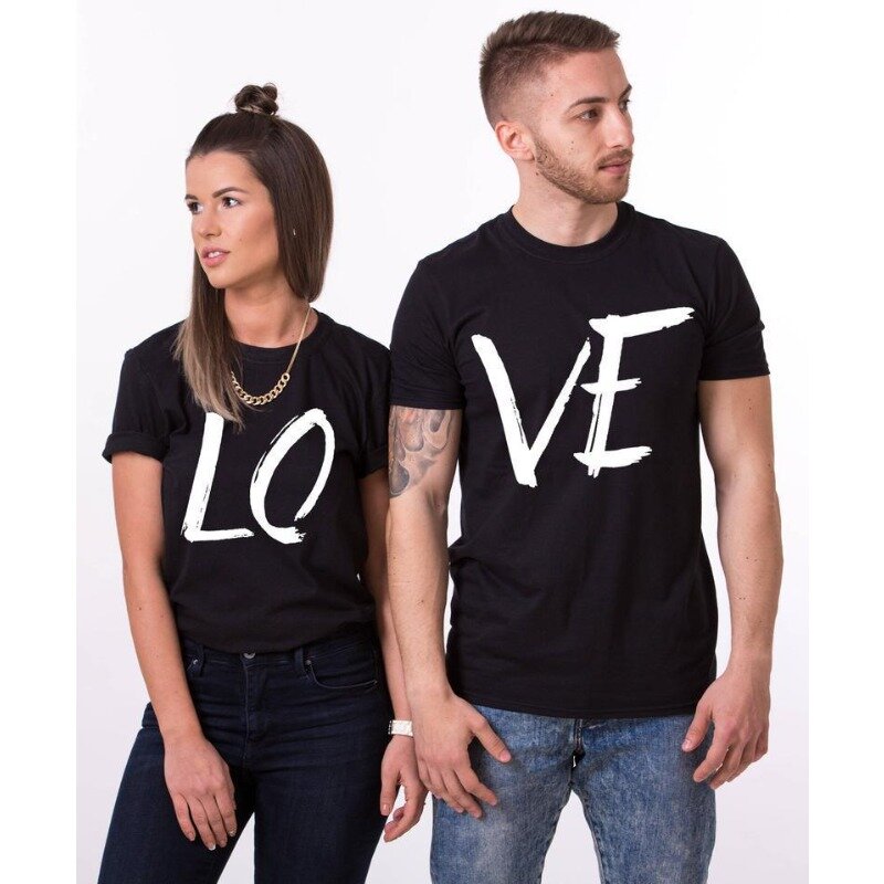 COTTON 100% Couple T-shirt LOVE Monogram Print Short Sleeve Oversized T Shirt  MEN Women Clothing  Tops  Graphic Tshirts