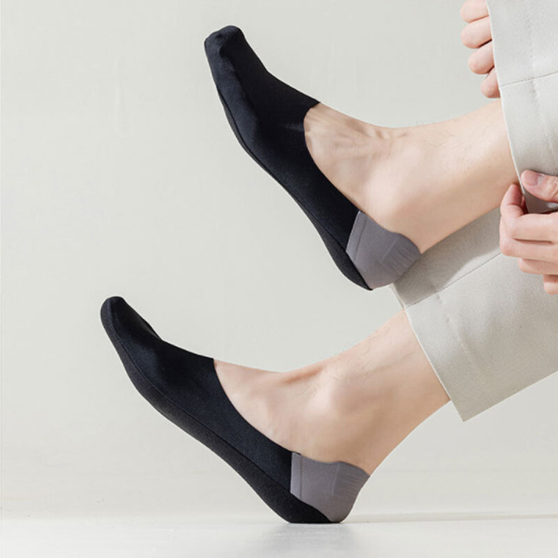 Летние носки-невидимки нескользящие носки для бега Дышащие носки из вискозы деловые носки модные мужские носки с силиконовым каблуком