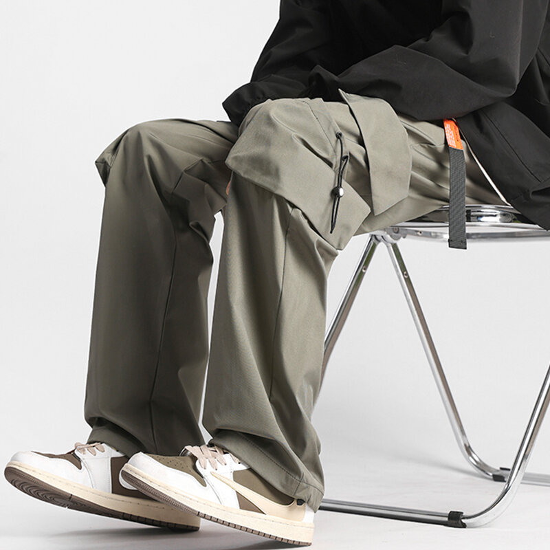 Wodoodporne, ponadgabarytowe spodnie spadochronowe Cargo Mężczyźni Streetwear Vintage Y2k Hip Hop Szerokie nogawki Joggery Baggy Casualowe spodnie dresowe Techwear